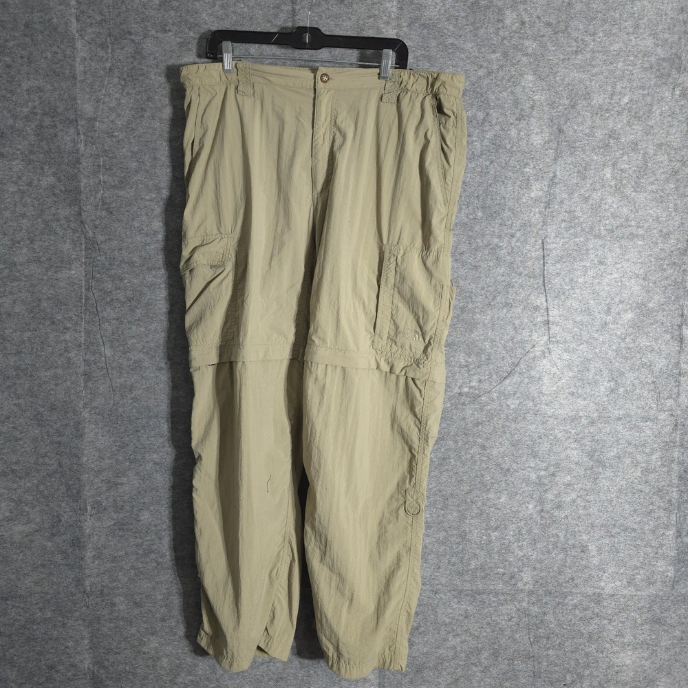 The North Face Hiking Pants Men XL Khaki Convertible Zip Off Nylon Outdoor Trail